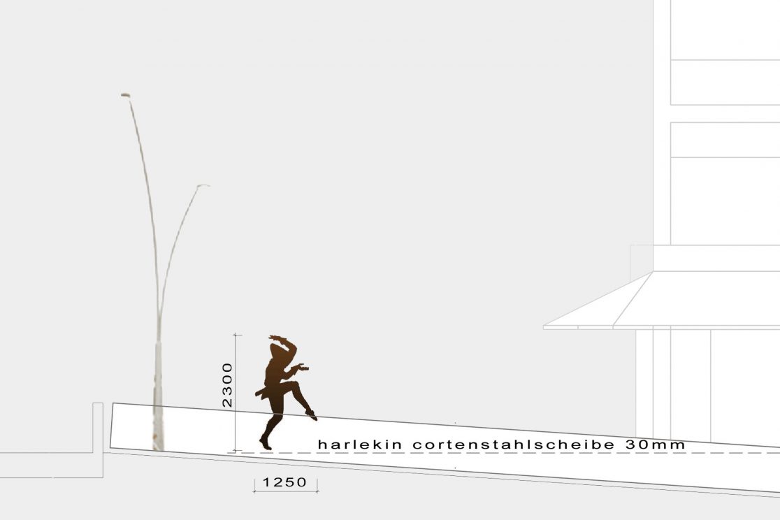 Kuenstlerischer Wettbewerb Harlekinsfigur Villach